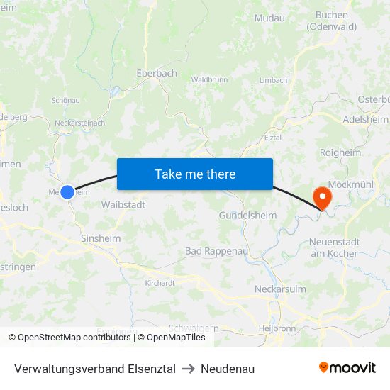 Verwaltungsverband Elsenztal to Neudenau map