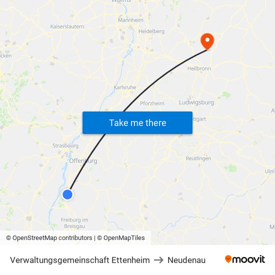 Verwaltungsgemeinschaft Ettenheim to Neudenau map