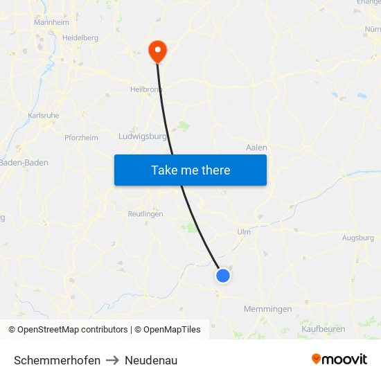 Schemmerhofen to Neudenau map