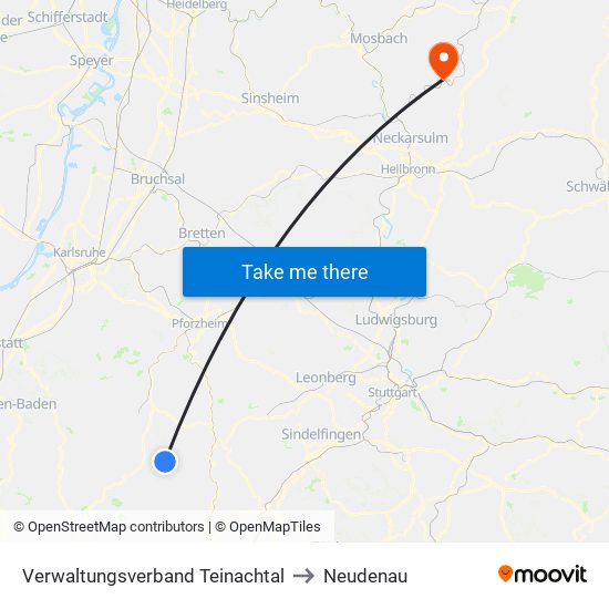 Verwaltungsverband Teinachtal to Neudenau map