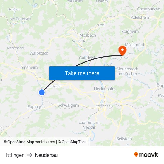 Ittlingen to Neudenau map