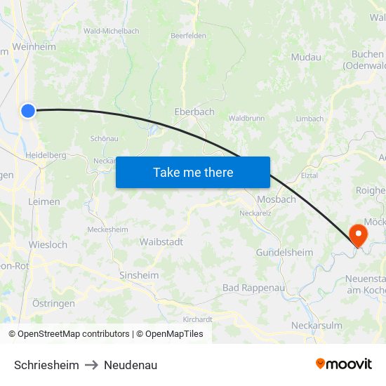 Schriesheim to Neudenau map