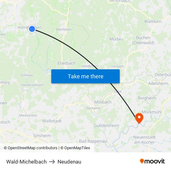 Wald-Michelbach to Neudenau map