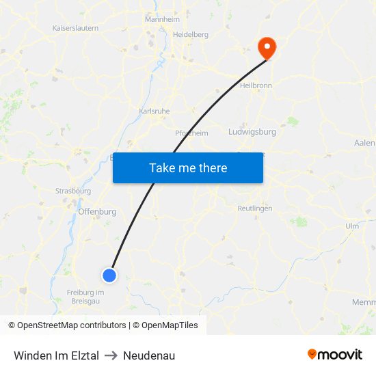 Winden Im Elztal to Neudenau map