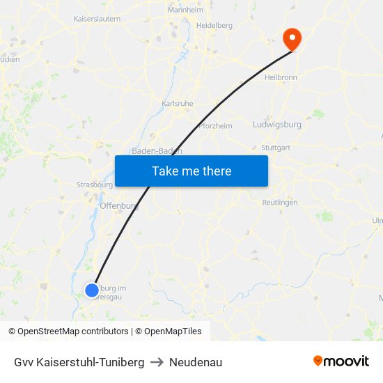 Gvv Kaiserstuhl-Tuniberg to Neudenau map