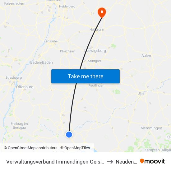 Verwaltungsverband Immendingen-Geisingen to Neudenau map