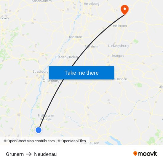 Grunern to Neudenau map