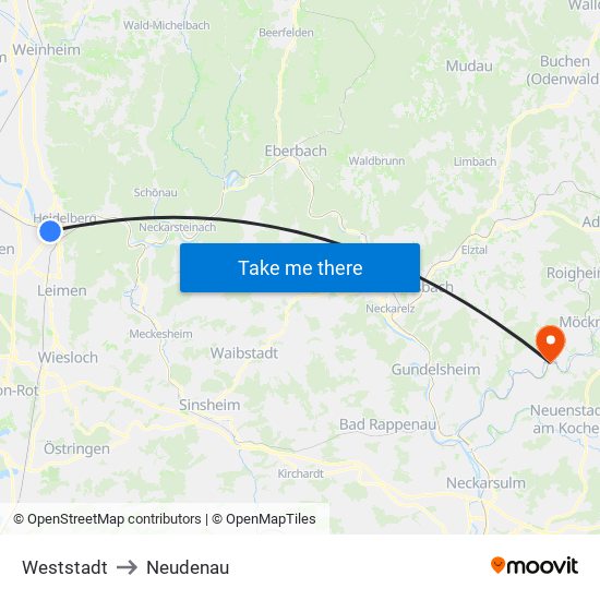 Weststadt to Neudenau map