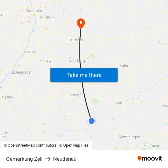 Gemarkung Zell to Neudenau map