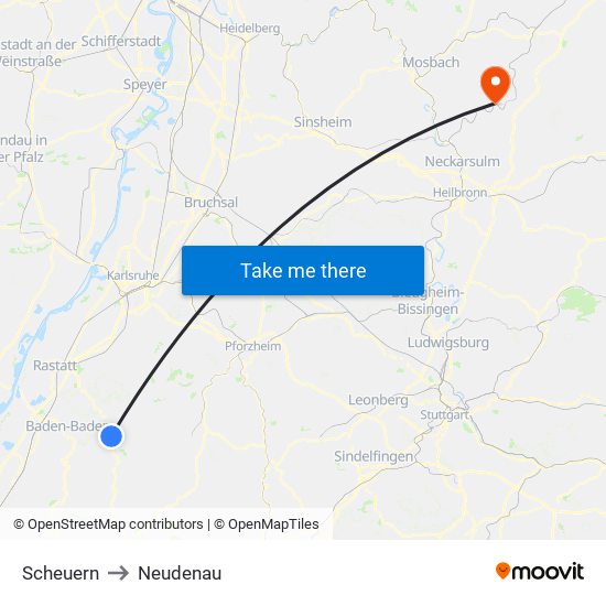 Scheuern to Neudenau map