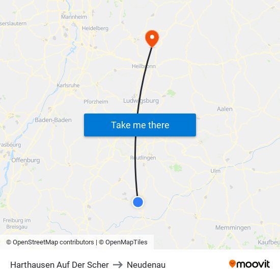 Harthausen Auf Der Scher to Neudenau map