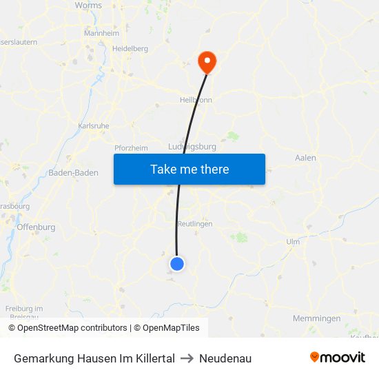 Gemarkung Hausen Im Killertal to Neudenau map