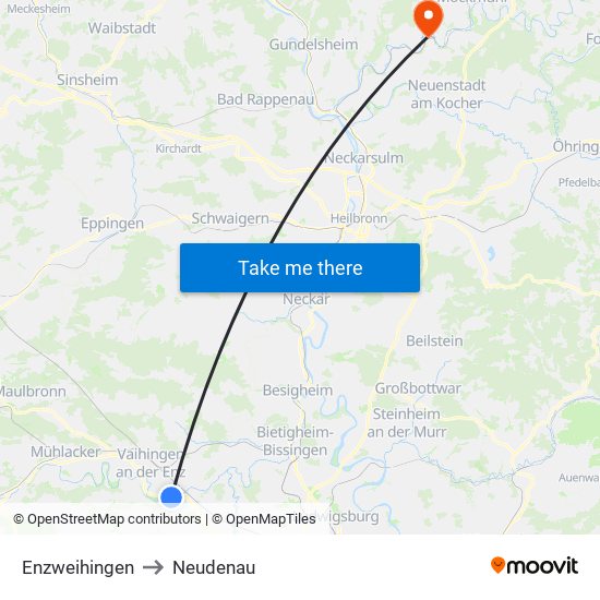 Enzweihingen to Neudenau map