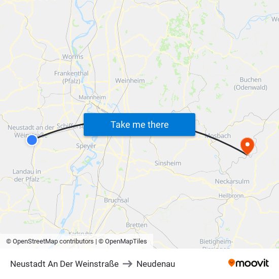 Neustadt An Der Weinstraße to Neudenau map