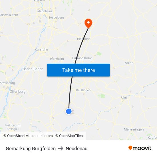 Gemarkung Burgfelden to Neudenau map