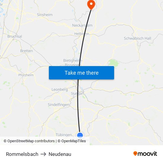 Rommelsbach to Neudenau map
