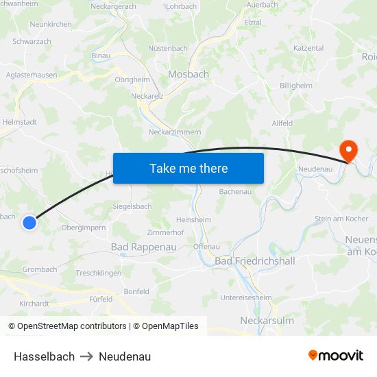 Hasselbach to Neudenau map