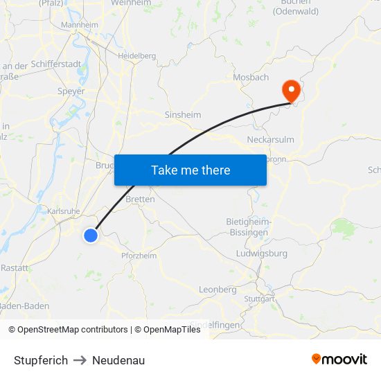 Stupferich to Neudenau map