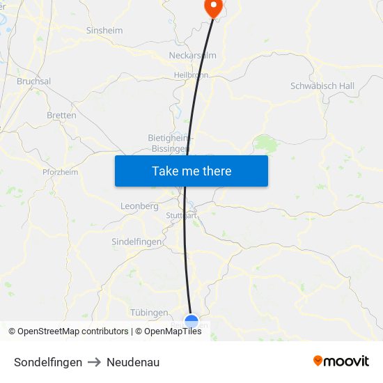 Sondelfingen to Neudenau map