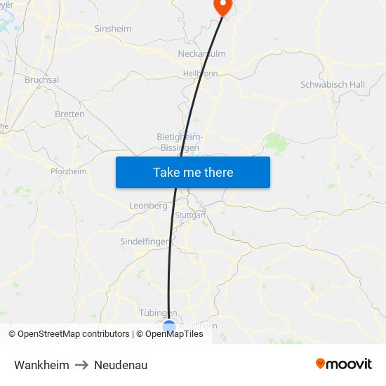 Wankheim to Neudenau map