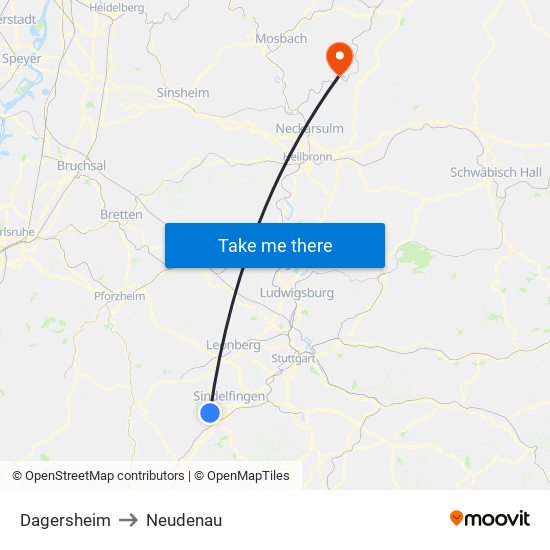 Dagersheim to Neudenau map