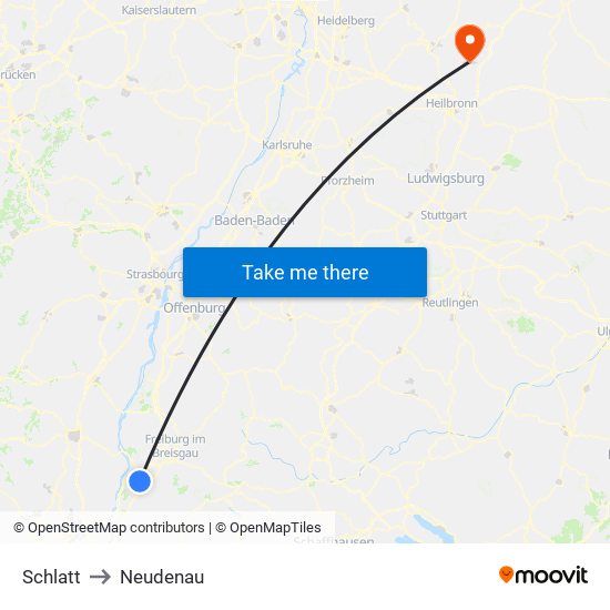 Schlatt to Neudenau map