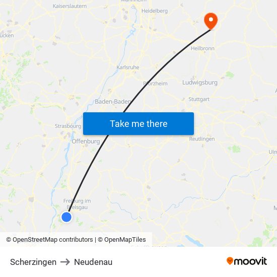 Scherzingen to Neudenau map