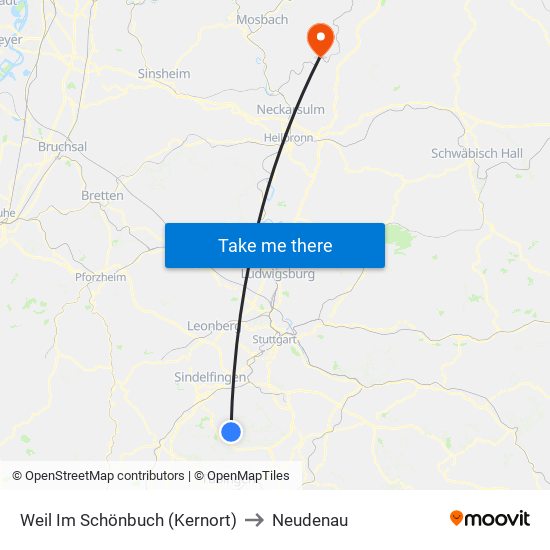 Weil Im Schönbuch (Kernort) to Neudenau map