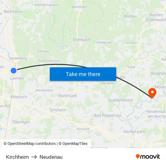 Kirchheim to Neudenau map