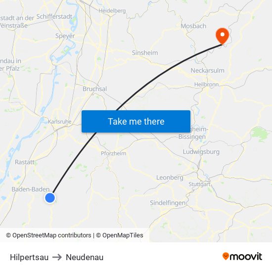 Hilpertsau to Neudenau map
