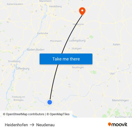 Heidenhofen to Neudenau map