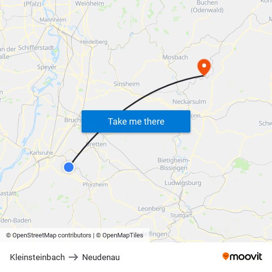 Kleinsteinbach to Neudenau map