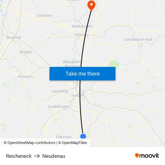 Reicheneck to Neudenau map