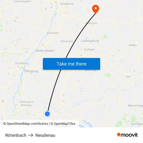 Rötenbach to Neudenau map