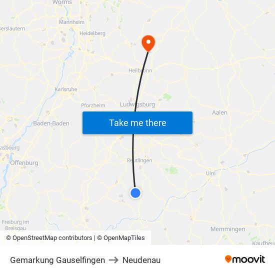 Gemarkung Gauselfingen to Neudenau map