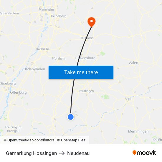 Gemarkung Hossingen to Neudenau map