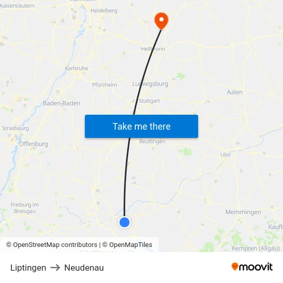 Liptingen to Neudenau map