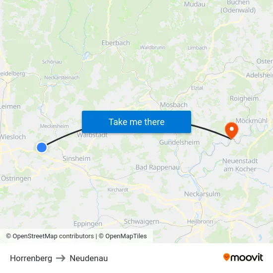 Horrenberg to Neudenau map