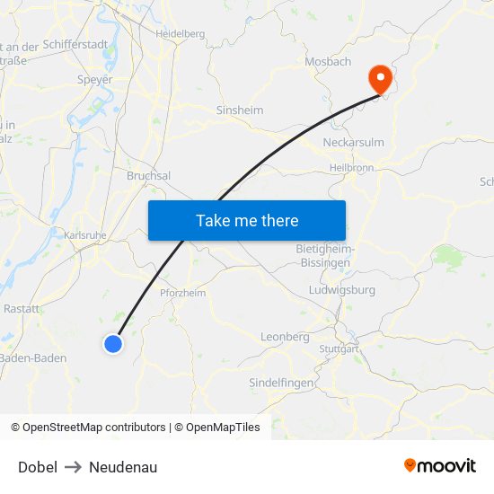 Dobel to Neudenau map