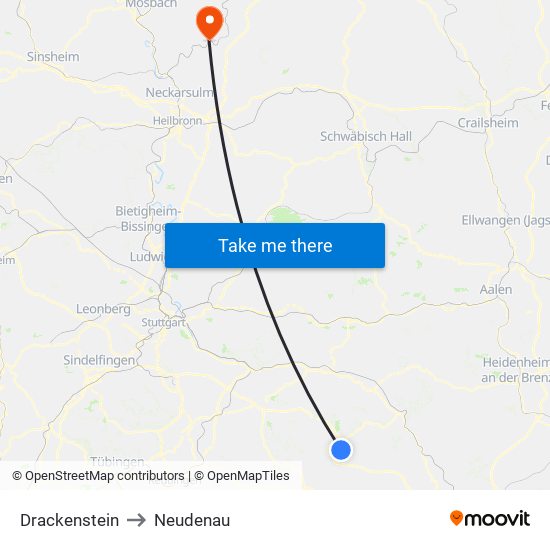 Drackenstein to Neudenau map