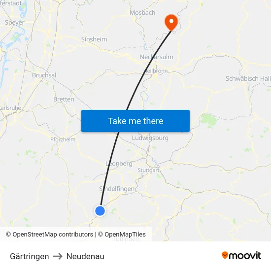 Gärtringen to Neudenau map