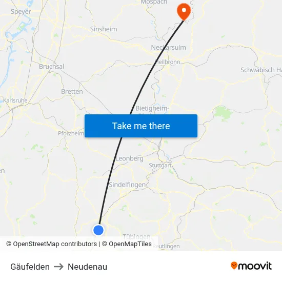 Gäufelden to Neudenau map