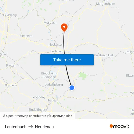 Leutenbach to Neudenau map