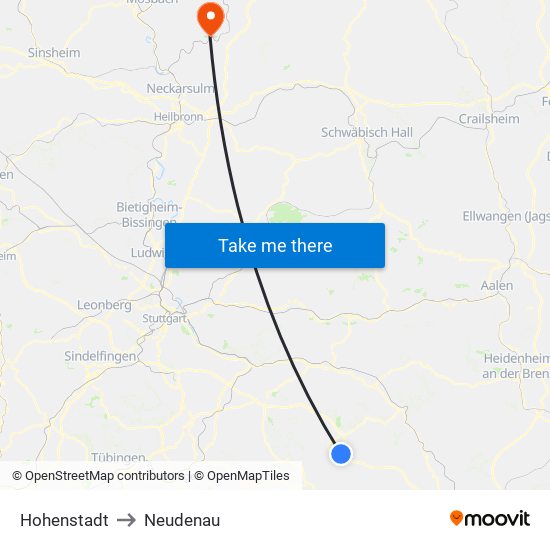 Hohenstadt to Neudenau map