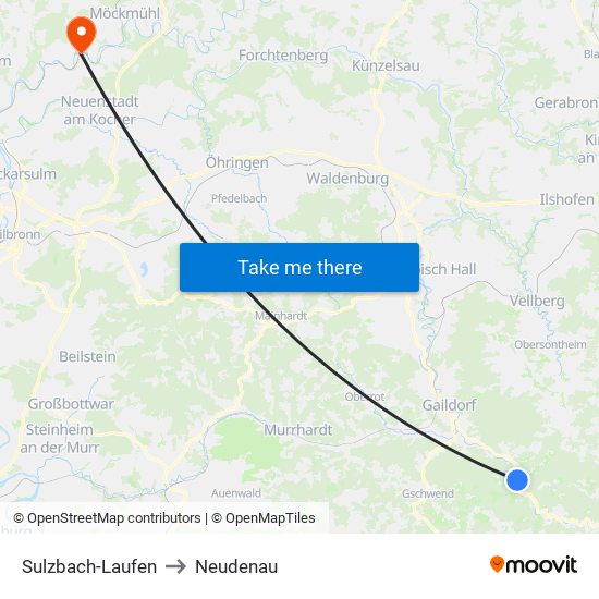 Sulzbach-Laufen to Neudenau map