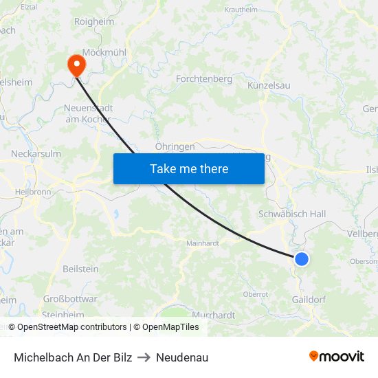 Michelbach An Der Bilz to Neudenau map