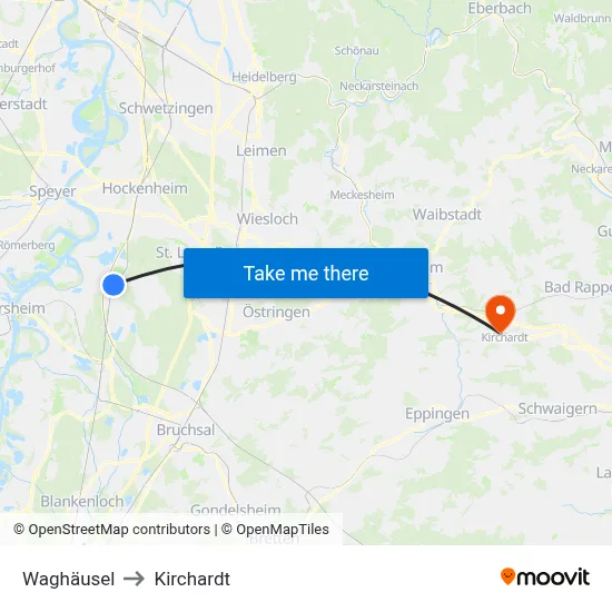 Waghäusel to Kirchardt map