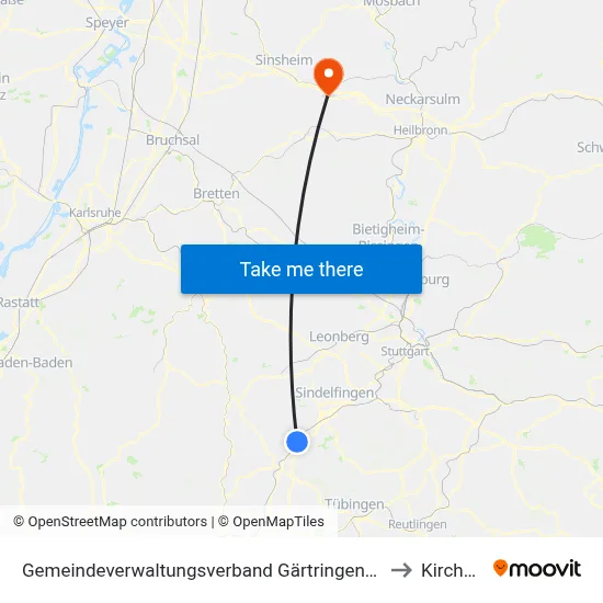 Gemeindeverwaltungsverband Gärtringen/Ehningen to Kirchardt map