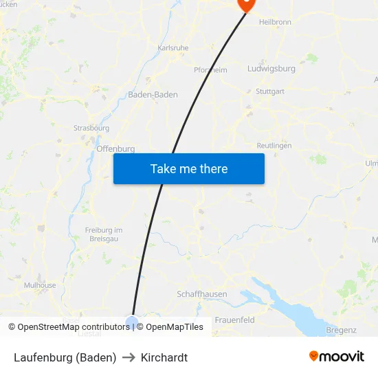 Laufenburg (Baden) to Kirchardt map