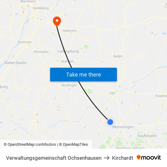 Verwaltungsgemeinschaft Ochsenhausen to Kirchardt map